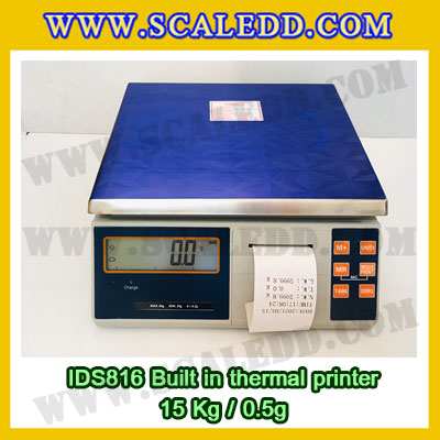 เครื่องชั่งดิจิตอล พิกัดน้ำหนัก 15kg Built-in thermal printer ยี่ห้อ SDS รุ่น IDS816 ค่าละเอียด 0.5g