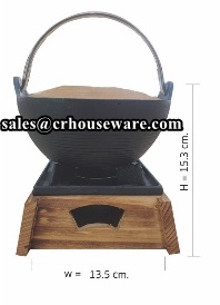 หม้อนาเบะฝาปิดแบบไม้ พร้อมเตาฐานไม้ รหัส 006-PX-YY2231,Hot_pot_with_Stove_Thailand