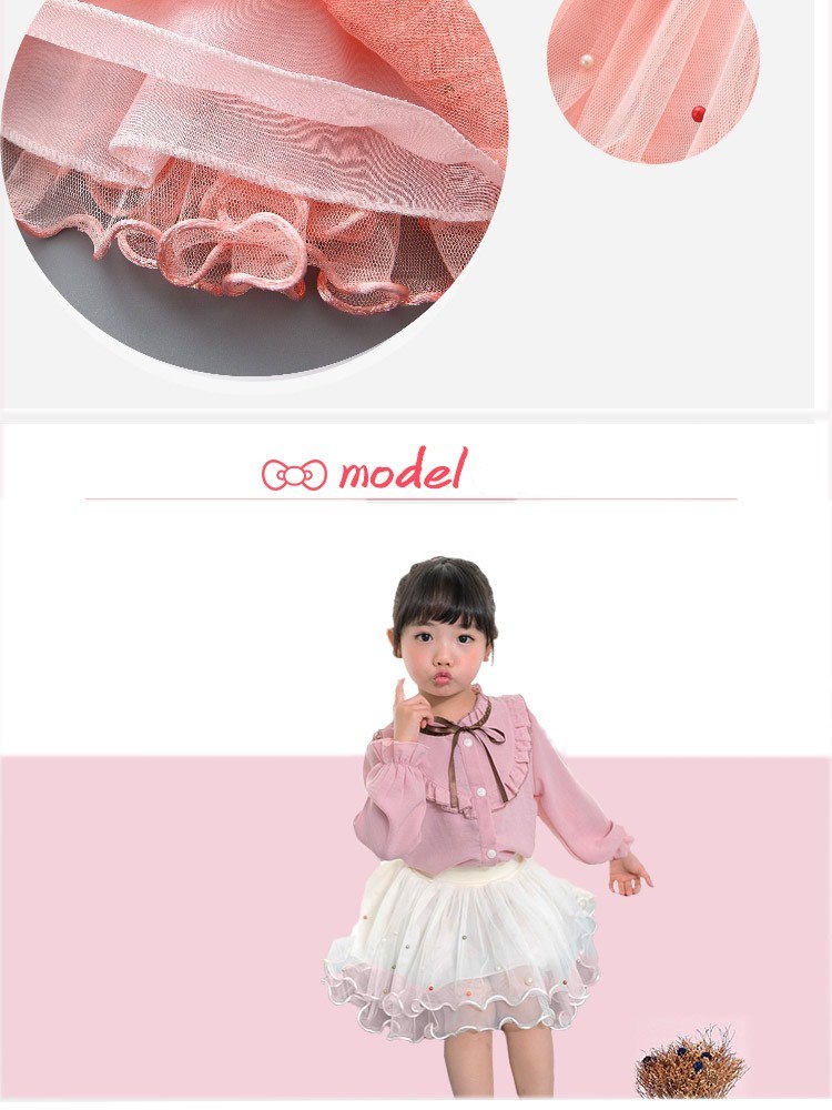 กระโปรงพองฟู กระโปรงเด็ก รุ่นไม่มีกระดุมยางยืด โบว์ติดกระโปรง