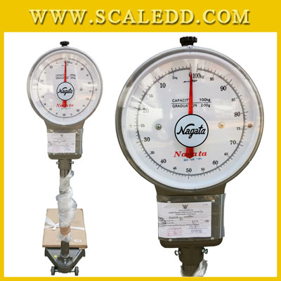 เครื่องชั่งแบบเข็ม100กิโลกรัม ตาชั่งเข็ม100กิโล เครื่องชั่งหน้าปัด 2 หน้า เครื่องชั่งแบบมีล้อ เครื่องชั่งสปริง100kg ละเอียด200g ยี่ห้อ NAGATA รุ่น K-type (เครื่องชั่งผ่านตรวจรับรองจากสำนักชั่งตวงวัด)