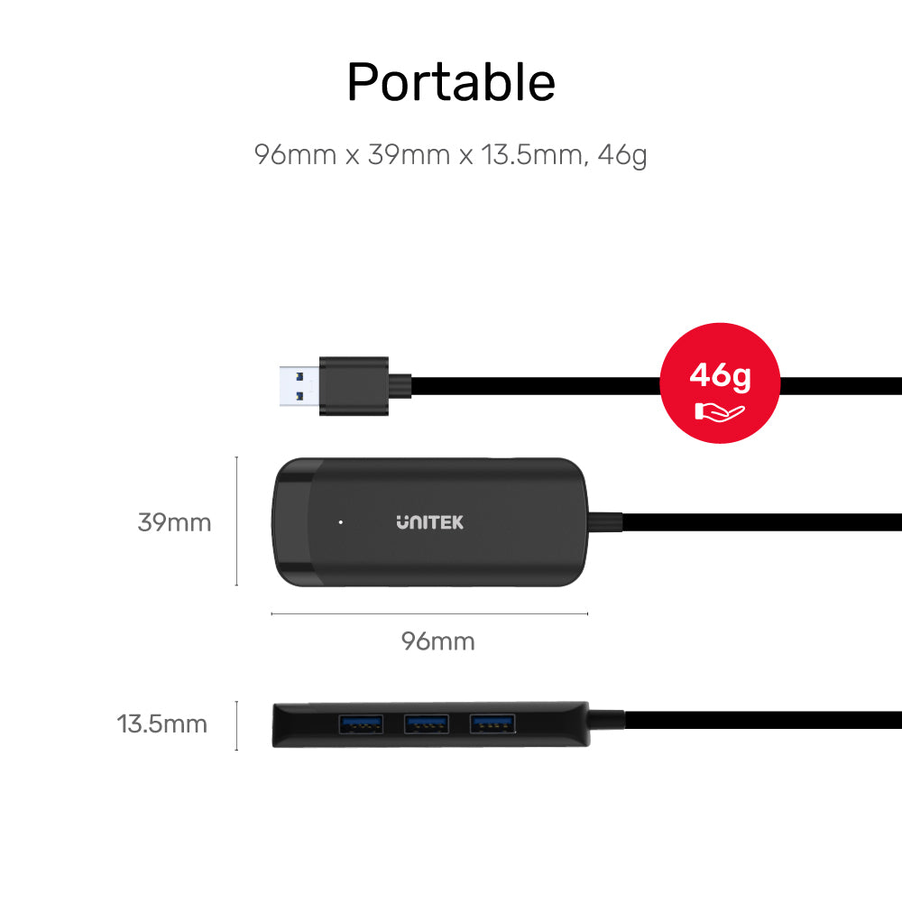 USB3.0 uHUB Q4 4 Ports with Power Port สายยาว 150cm by Unitek