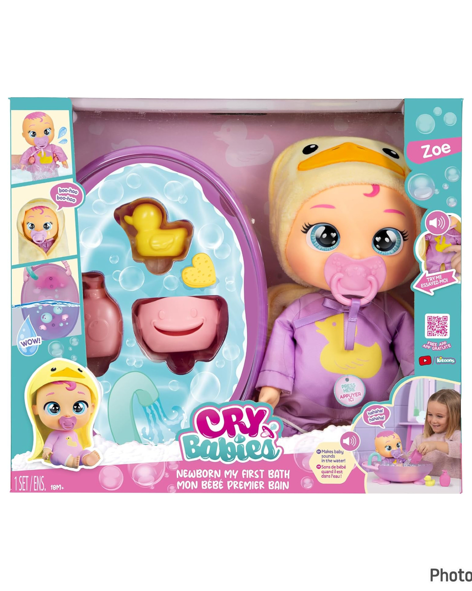 ตุ๊กตาร้องไห้ได้และอาบน้ำได้ Cry Babies Newborn My First Bath Zoe