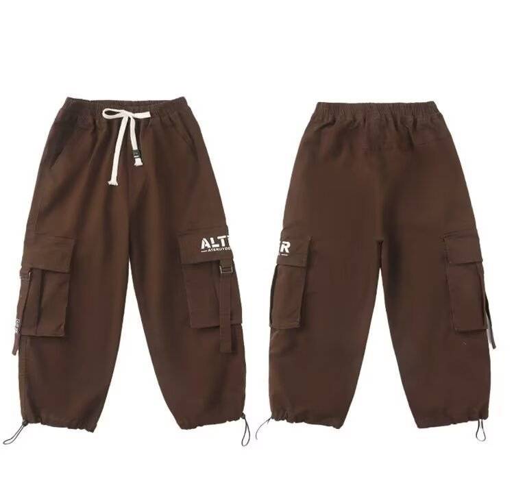 พร้อมส่ง กางเกงเด็กชาย คาร์โก้ แต่งกระเป๋าข้าง สีพื้น