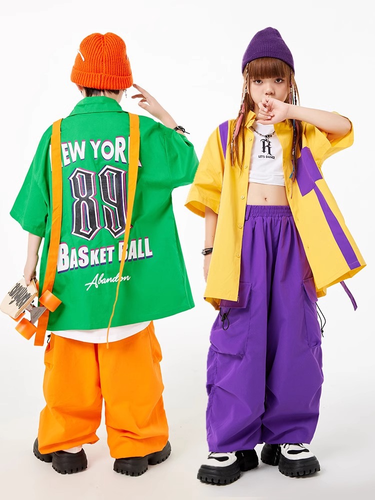 ชุดเต้น ฮิปฮอป เสื้อแขนแต่งแถบ+กางเกงขายาว