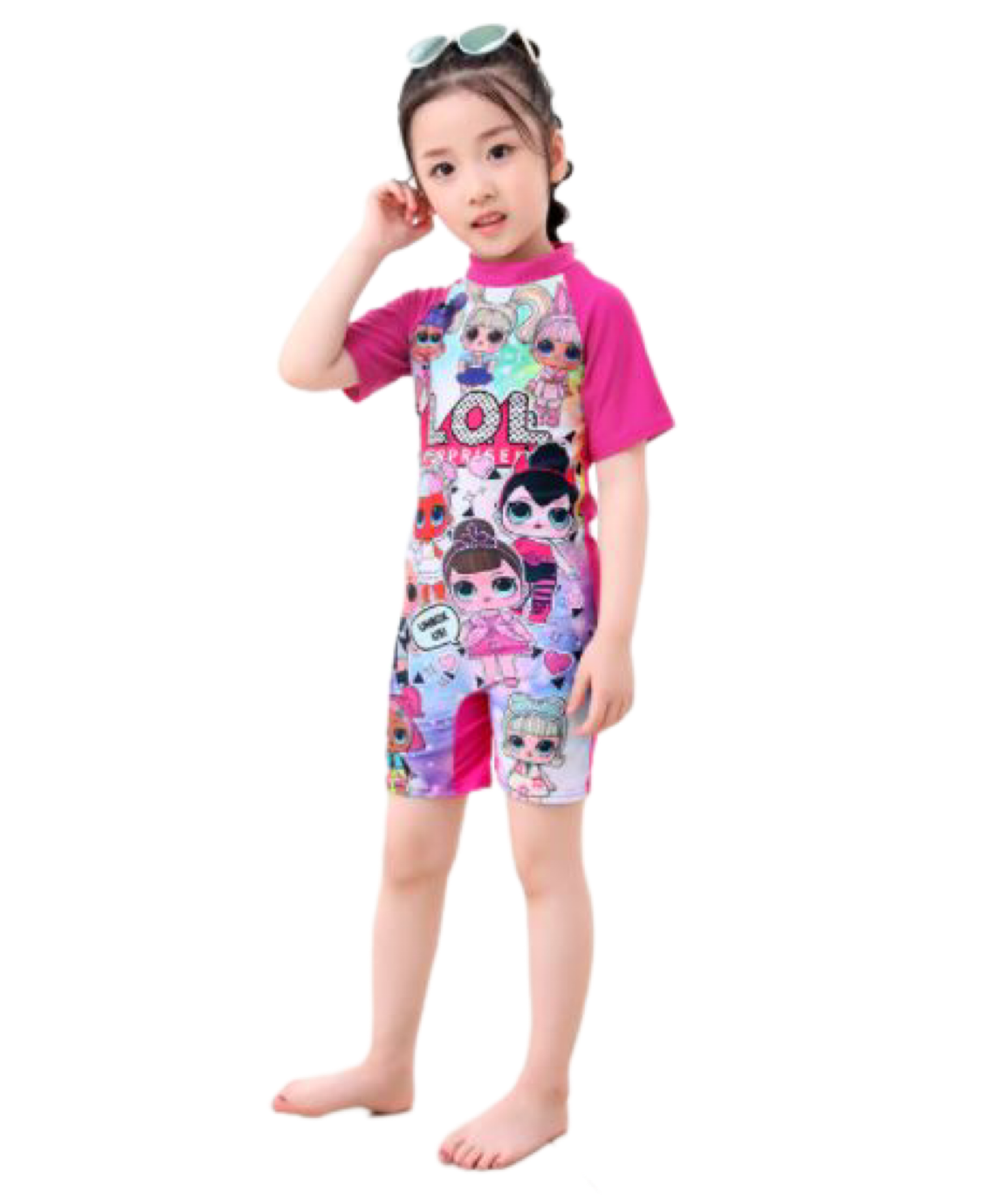 พร้อมส่ง ชุดว่ายน้ำ ชุดบอดี้สูท สไตล์เมอเมด สีชมพู