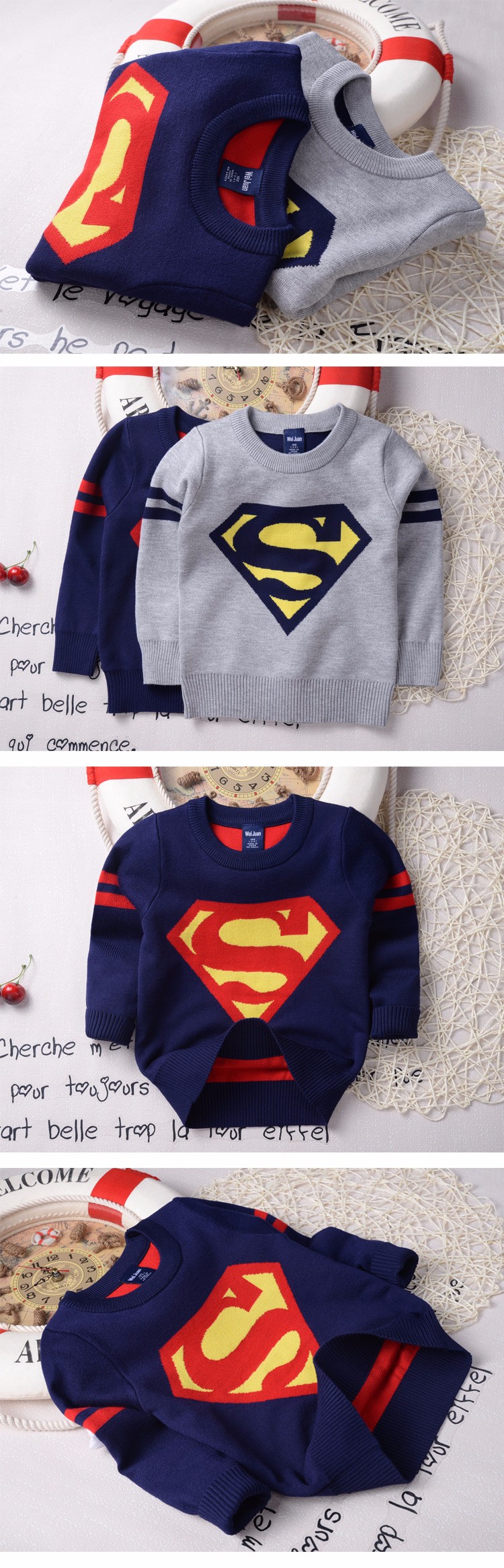 เสื้อกันหนาว : เสื้อกันหนาว ไหมพรม ซุปเปอร์แมน