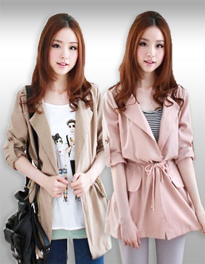เสื้อคลุมแฟชั่นแต่งผูกเอวน่ารักสไตล์เกาหลีรหัส1901