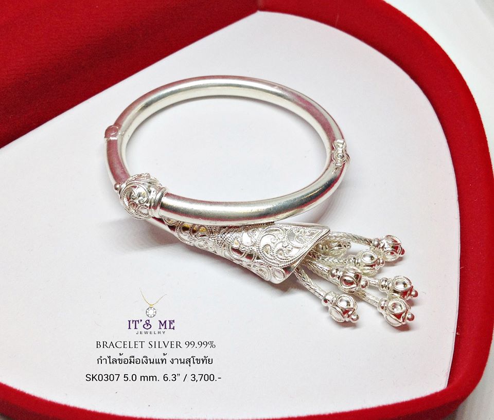 กำไลข้อมือเงินแท้ 99% งานสุโขทัย กำไลเปิดได้ งานจริงสวยมากๆ ค่ะ