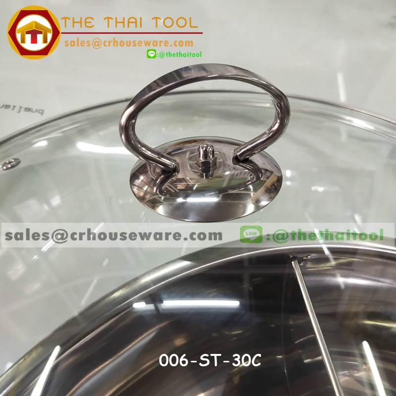 หม้อชาบูสแตนเลส 2ช่อง พร้อมฝาแก้ว สินค้าผลิตในประเทศ