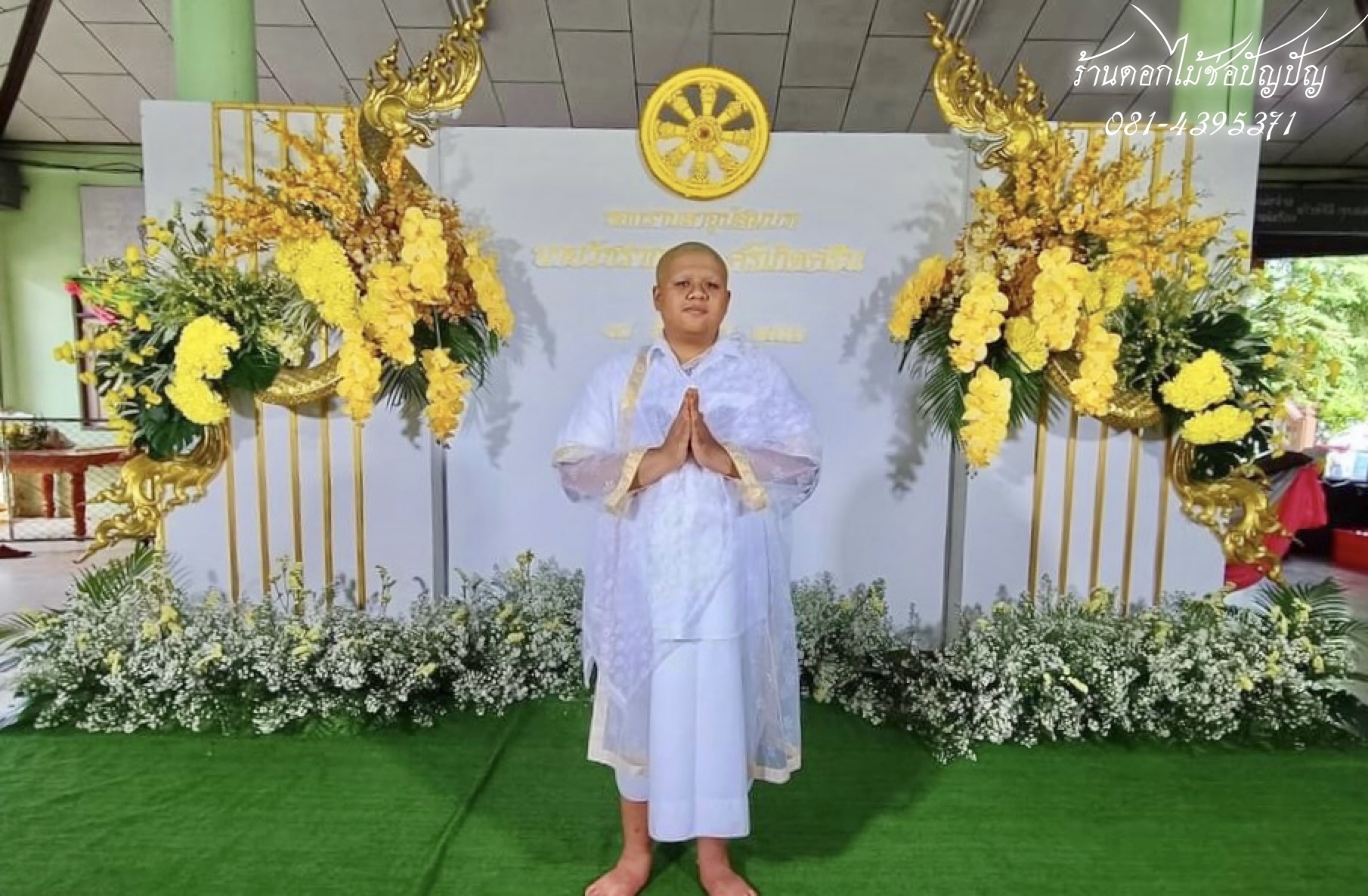 แบคดรอปงานอุปสมบท โทนสีเหลือง