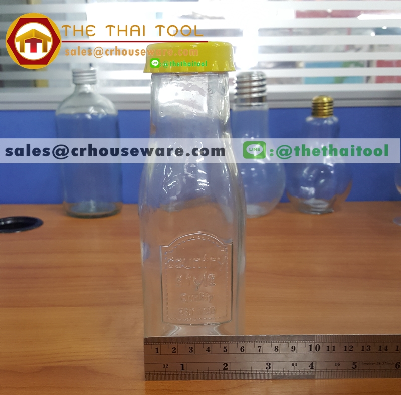 ขวดน้ำฝาจีบ สีเหลือง 420 ml. 005-J351 Glass bottle with crown cap 420 ml. Code : 005-J351