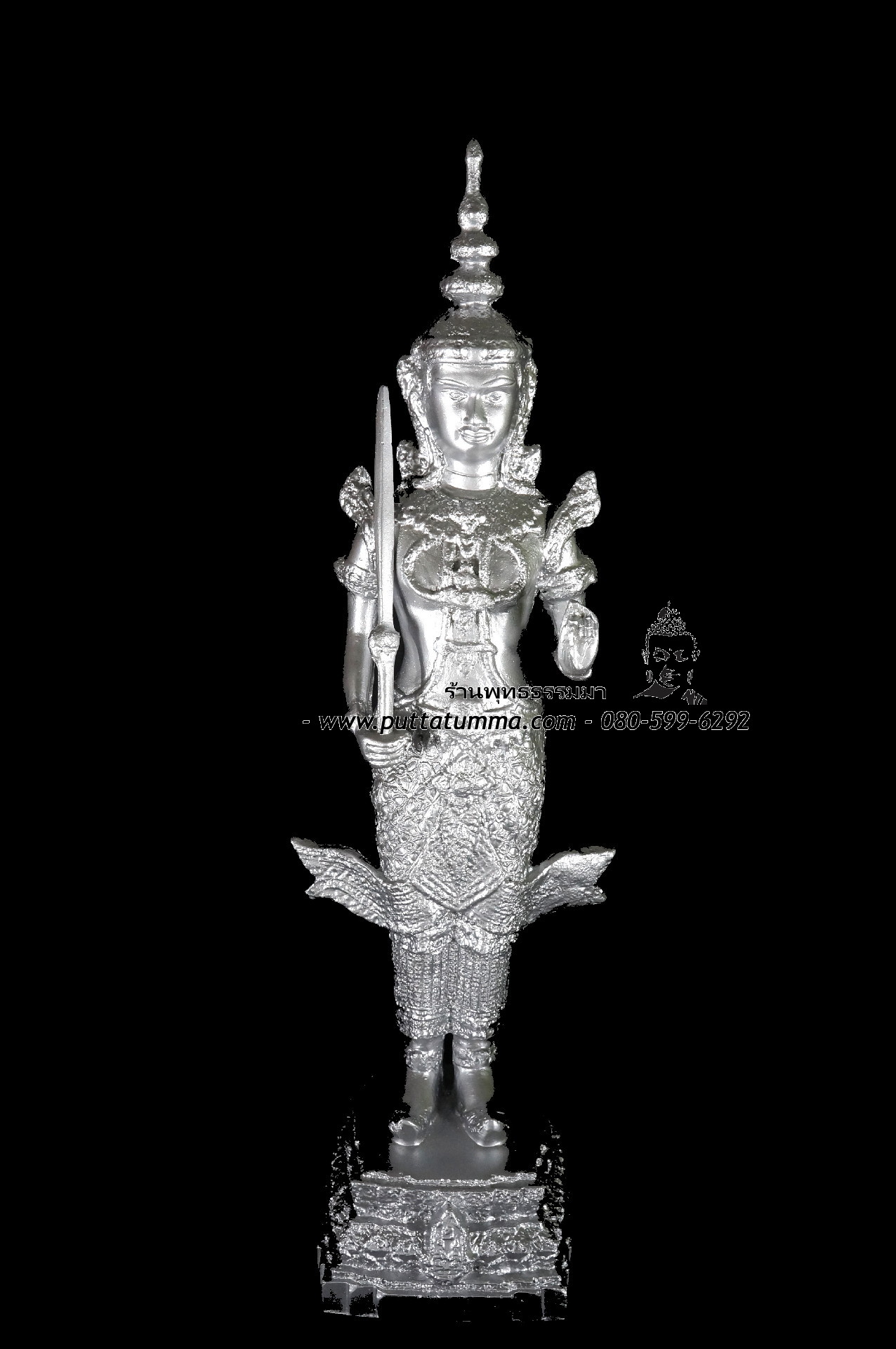 พระสยามเทวาธิราช สีโครเมี่ยม เนื้อเรซิ่น ขนาด 5 นิ้ว สูง 15 นิ้ว