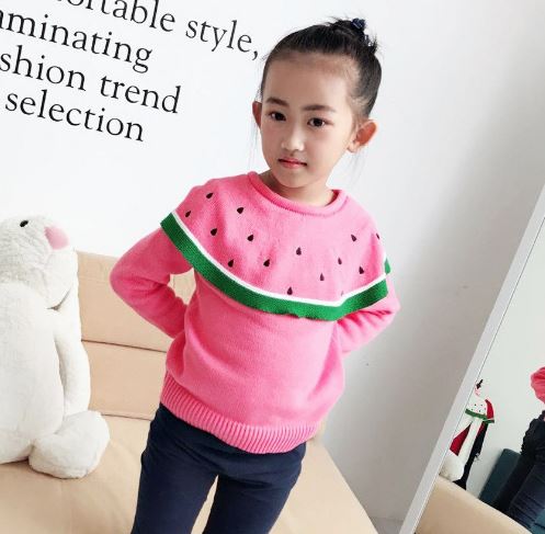 เสื้อกันหนาวเด็ก ลายแตงโม คอกลม