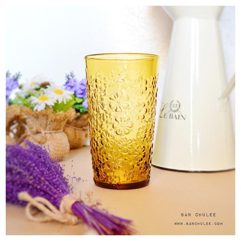 Vintage Glass Cup - Amber