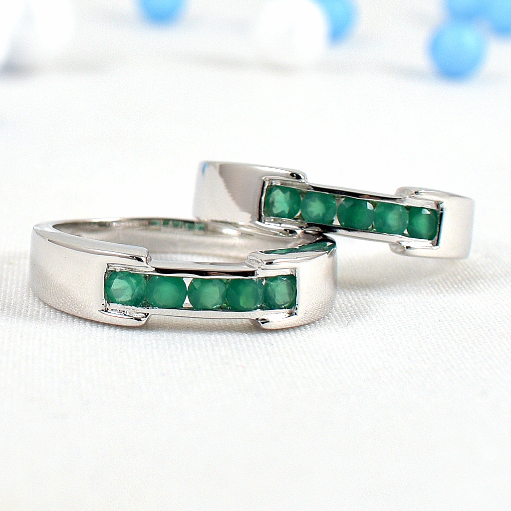 แหวนเงินแท้ราคาถูกชุบทองคำขาว พลอยแท้กรีนอะเกท 0.30 กะรัต งานประณีตสวยงาม สั่งผลิตค่ะ