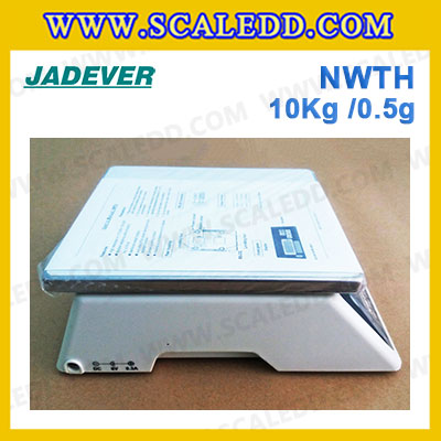 เครื่องชั่งน้ำหนักดิจิตอล พิกัดน้ำหนัก 10kg ยี่ห้อ JADEVER รุ่น NWTH ความละเอียด 0.5g (มีใบผ่านตรวจรับรองจากสำนักชั่งตวงวัด)