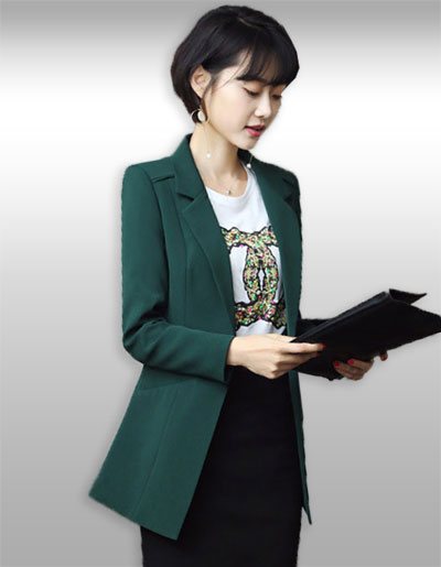 เสื้อสูทผู้หญิงสีเขียวเข้มแบบสวยสไตล์เกาหลี มี 6ไซส รหัส2196