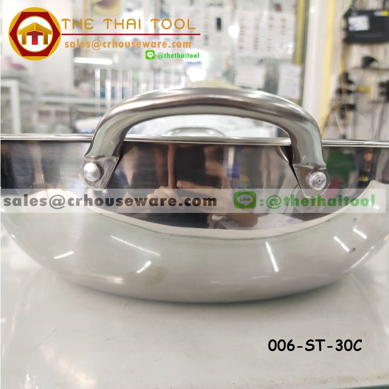 หม้อชาบูสแตนเลส 2ช่อง พร้อมฝาแก้ว สินค้าผลิตในประเทศ