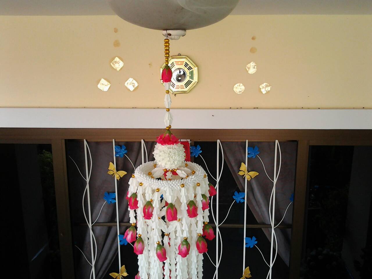 โคมแขวนระย้าดอกรักรอบ 5 ชั้น