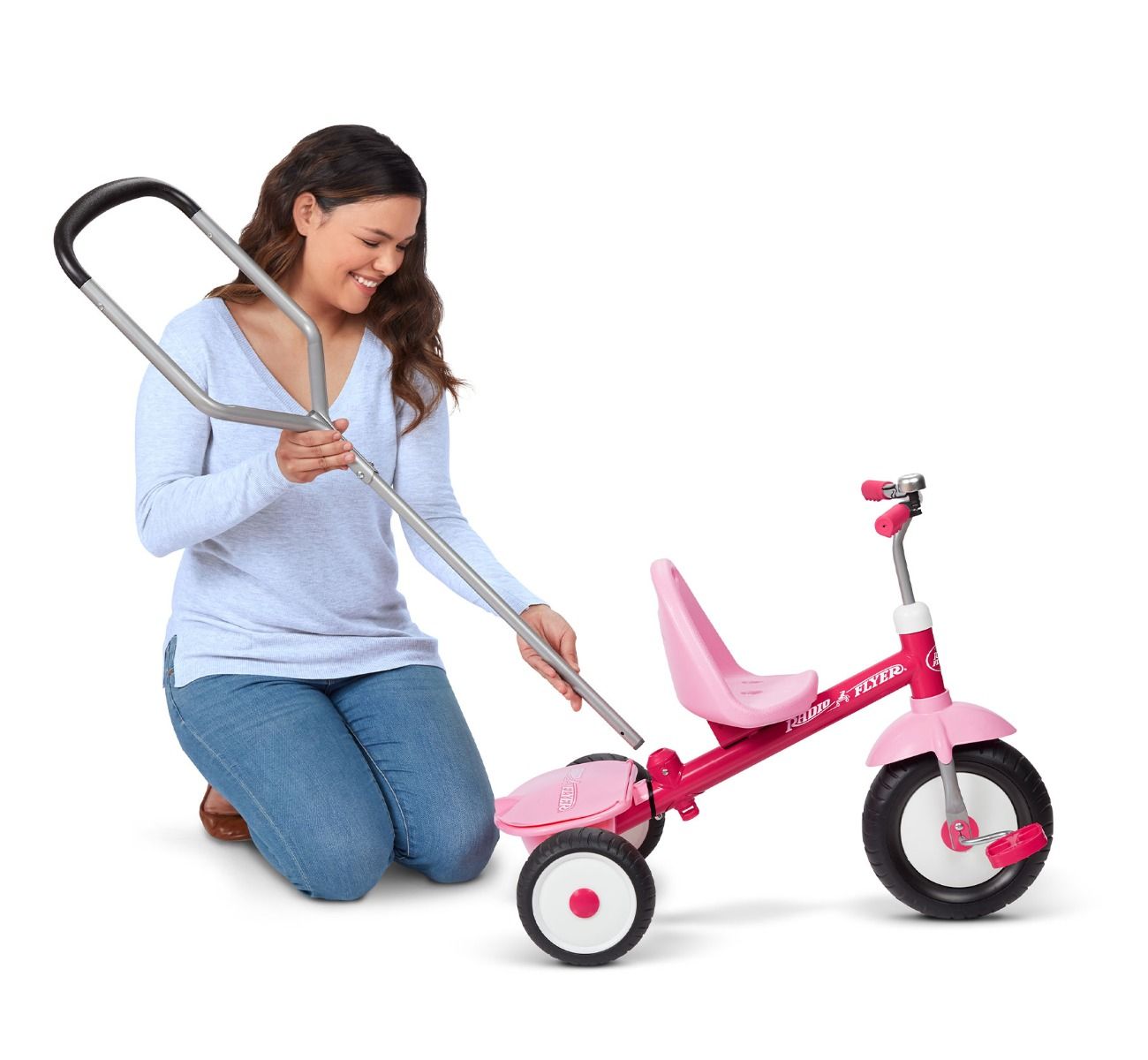 รถจักรยานสามล้อแบบมีด้ามจับบังคับทิศทางได้ Radio Flyer Deluxe Steer & Stroll Tricycle