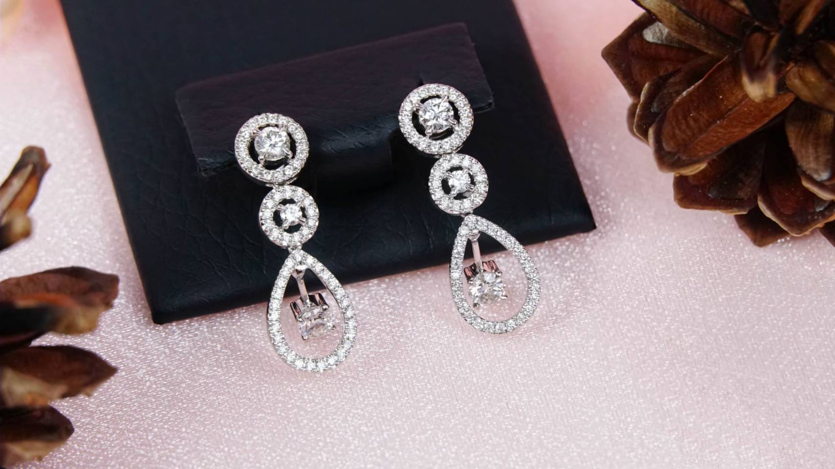 ต่างหูทอง เพชรแท้ Gold 18K 6.18g D 6/1.01 ct D 112/0.52 ct