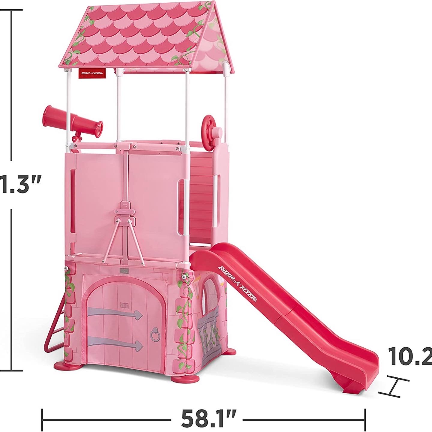 Radio Flyer Play & Fold Away Princess Castle, Toddler Climber, Kids Playhouse