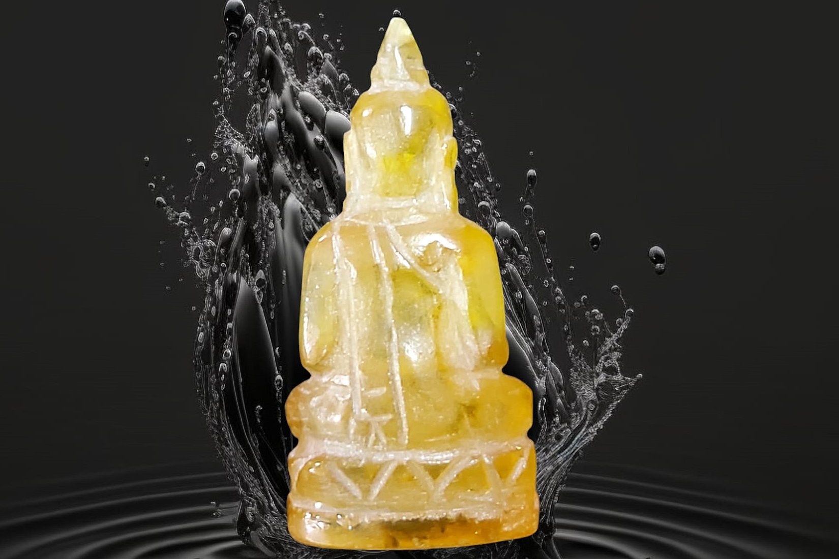 พระแก้ว กรุฮอด หินจุยเจีย (สีเหลือง) ขนาดกว้าง 2 สูง 4.1 cm น้ำหนัก 18.1 กรัม