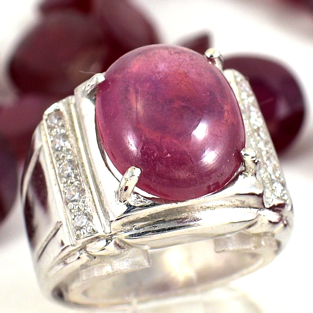 แหวนเงินแท้ราคาถูกชุบทองคำขาว พลอยแท้ทับทิม 9.10 กะรัต เพชรCZ 0.25 กะรัต งานประณีตสวยงาม สั่งผลิตค่ะ