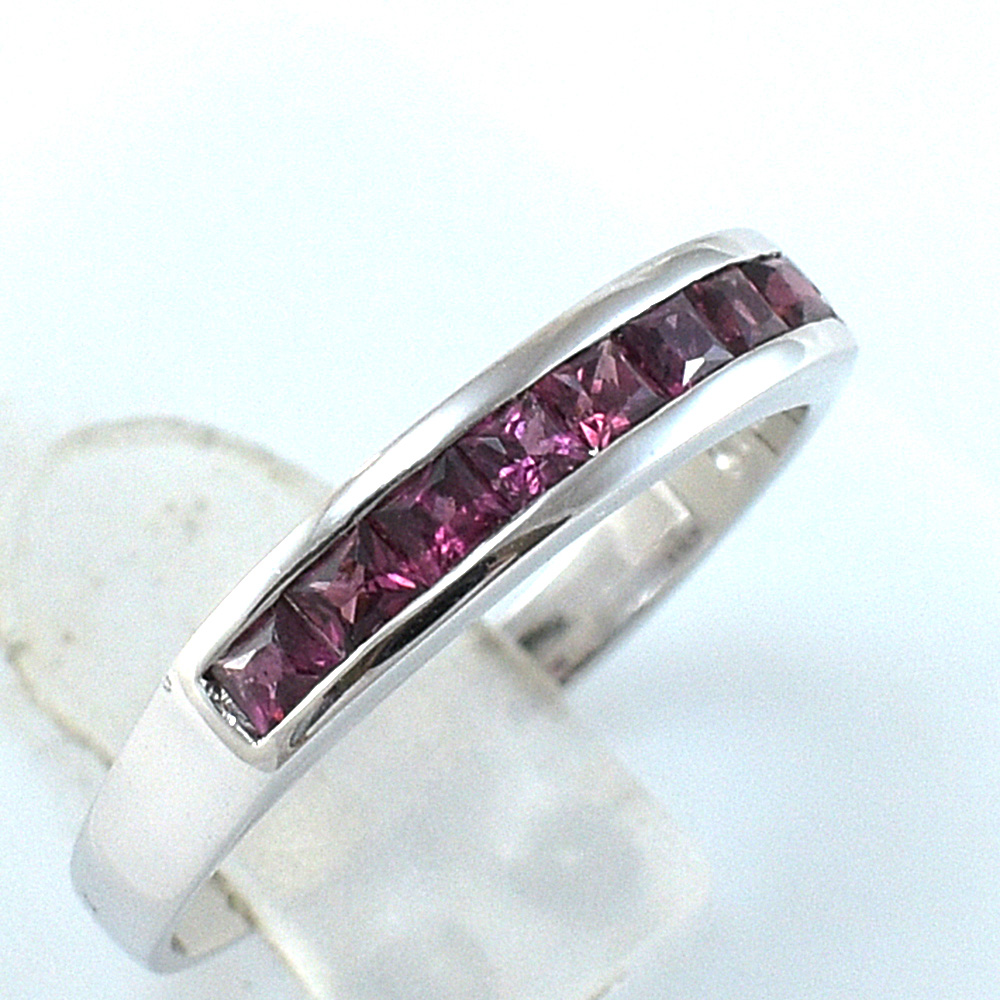 แหวนเงินแท้ราคาถูกชุบทองคำขาว โรโดไลท์การ์เน็ตแท้ 0.60 กะรัต งานประณีตสวยงาม สั่งผลิตค่ะ