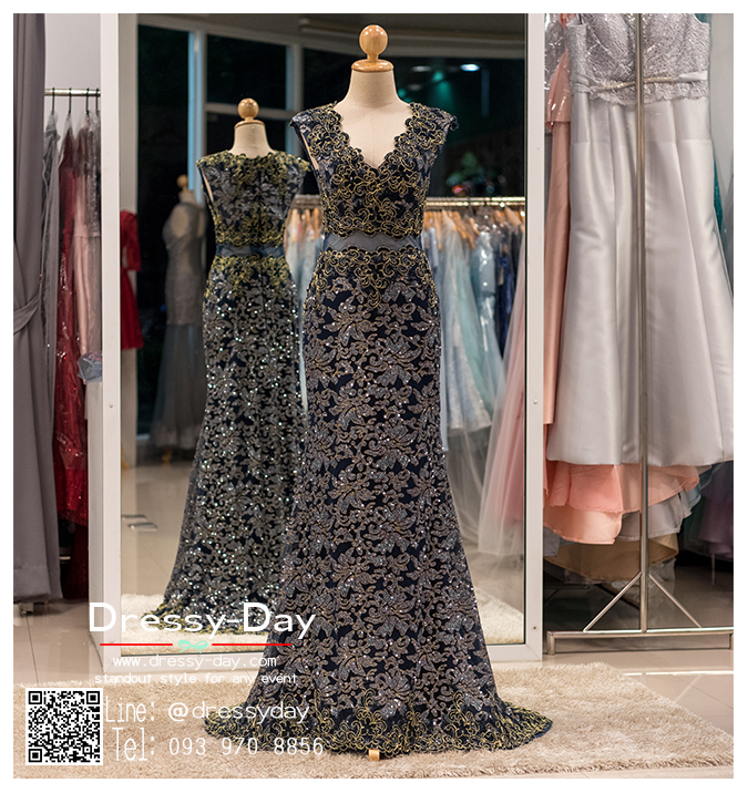 รหัส ชุดราตรี : PFL044 ชุดราตรียาว แขนกุด ใส่ออกงานบายเนียร์ งานพรอม ไปงานแต่งงานกลางคืน งานเดินพรหมแดง งานกาล่าดินเนอร์
