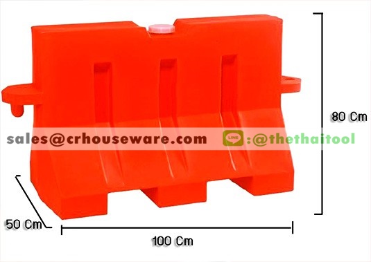 แท่งแบริเออร์พลาสติกใส่น้ำ สีส้ม 006-MD101,แผงกั้นจราจรใหญ่, Traffic Barrier