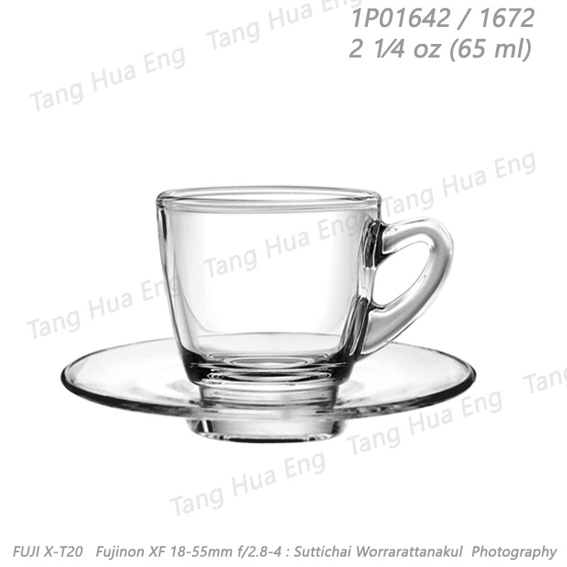 (6ชุด) ถ้วยกาแฟเอสเปรสโซ่+จานรอง ขนาด 2.5 ออนซ์ # P01642/1672 ยี่ห้อโอเชี่ยน