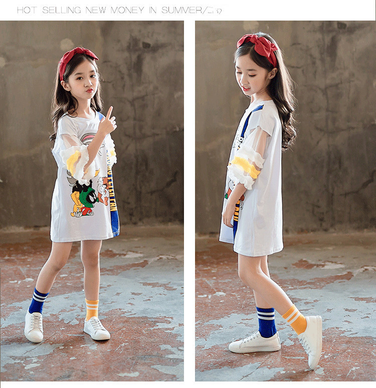 พร้อมส่ง ชุดเด็ก มินิเดรส แขนระบาย ลายกระต่าย