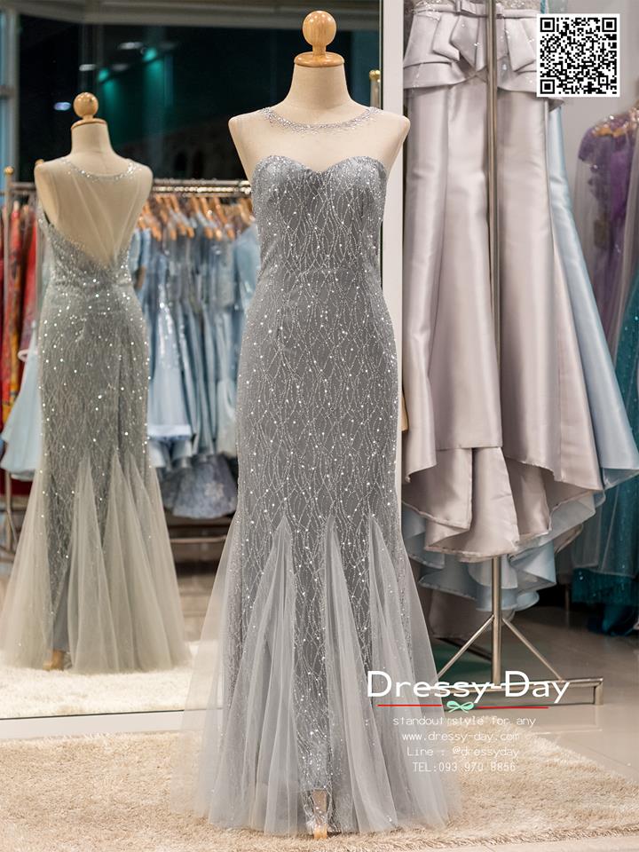 รหัส ชุดราตรี : PFL021 ชุดราตรียาวเทาเงิน ซีทรูหน้าหลัง ดีเทลเพชร ใส่แล้วสวยผอม หรู เซ็กซี่มาก ใส่ออกงานบายเนียร์ งานพรอม ไปงานแต่งงานกลางคืน ถ่ายพรีเวดดิ้ง หรือเป็นชุดพิธีกร ชุด after party สวยมาก