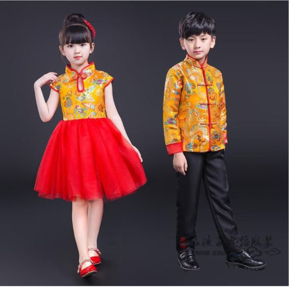 ชุดจีน กี่เพ้า เดรสกระดุมหน้า เปิดไหล่ สีแดง