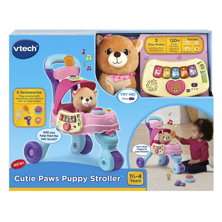 รถเข็นตุ๊กตา VTech Cutie Paws Puppy Stroller With Plush Puppy and Accessories