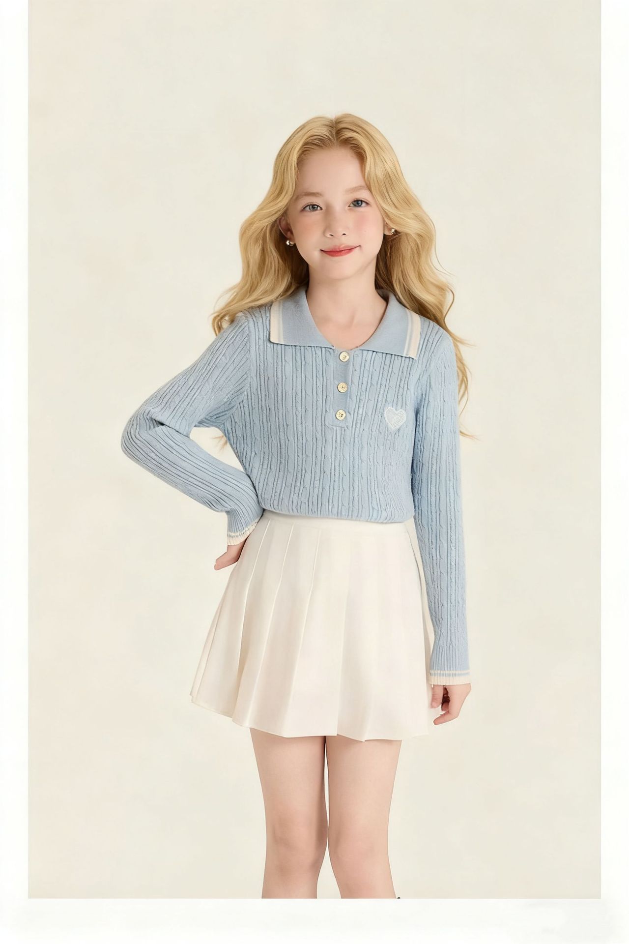 กระโปรงเด็กผู้หญิง อัดพลีทมินิ สีพื้น