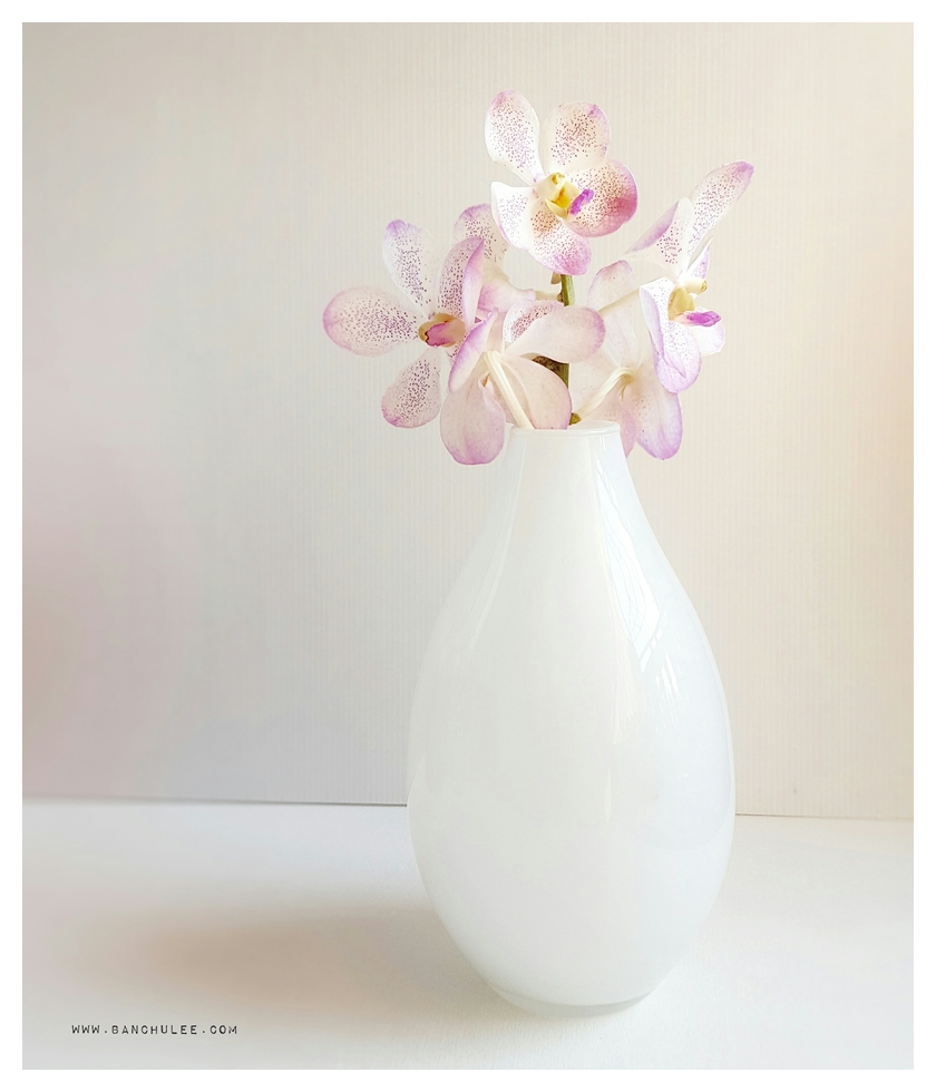 White Oval Glass Vase แจกันแก้วทรงรี สีขาว