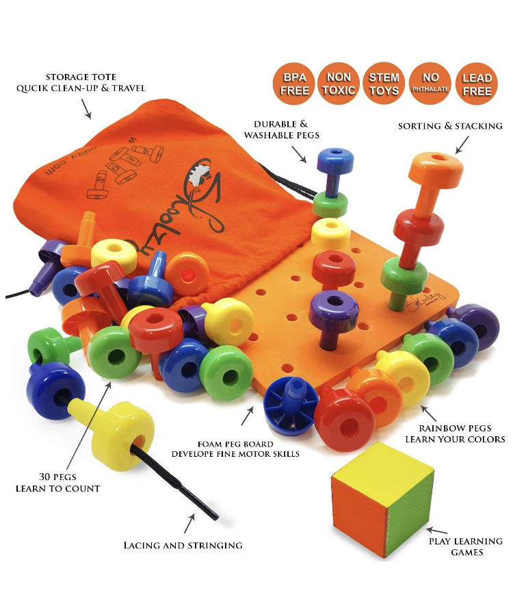 ชุด Skoolzy Peg Board Set Montessori Toys for Toddlers, Preschool Kids