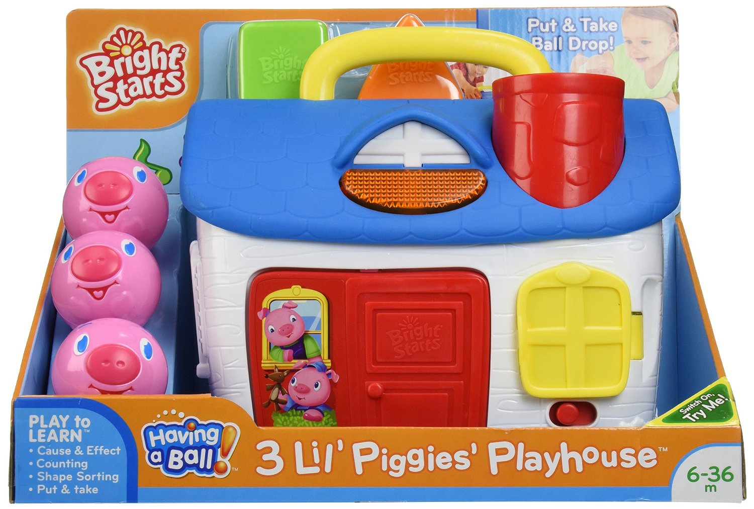 บ้านหยอดบล็อคลูกหมูสามตัว Bright Starts Baby Toy, 3 Lil Piggies Play House