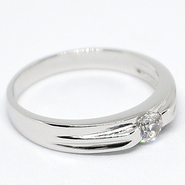 แหวนเงินแท้ราคาถูกชุบทองคำขาว เพชรCZแท้ 0.17 กะรัต งานประณีตสวยงาม สั่งผลิตค่ะ