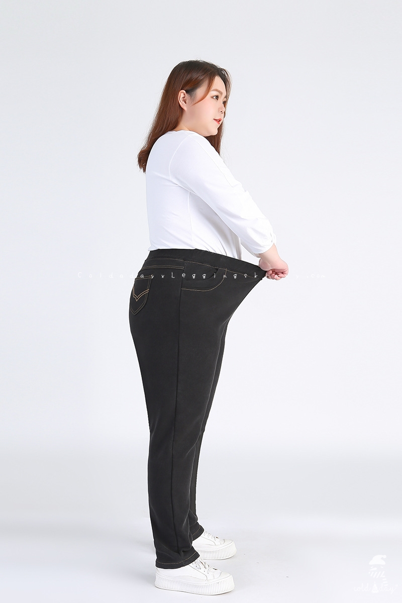 กางเกงยีนส์กันหนาว มีขนสัตว์ สำหรับสาวอ้วน สาวอวบ ไซส์ใหญ่ 2XL-9XL
