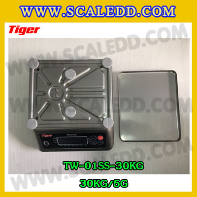 เครื่องชั่งกันน้ำ30kg รุ่น TW-01SS ตาชั่งกันน้ำ30kg เครื่องชั่งดิจิตอลกันน้ำ30kg พิกัด 30kg ความละเอียด 5g Waterproof Digital Scale ยี่ห้อ Tiger รุ่น TW-01SS