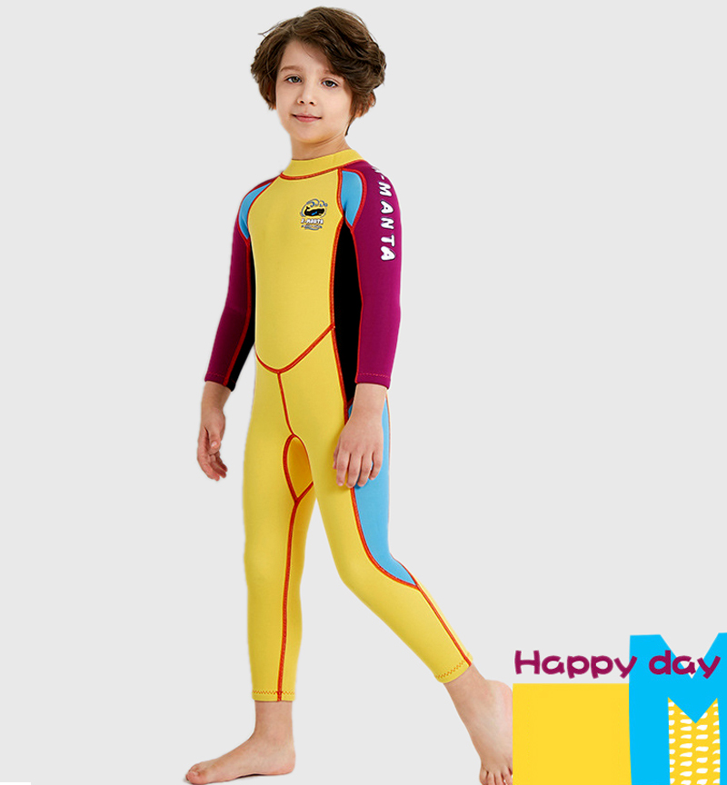 พร้อมส่ง ชุดดำน้ำ ชุดว่ายน้ำเด็กชาย เก็บอุณหภูมิ แขนยาว