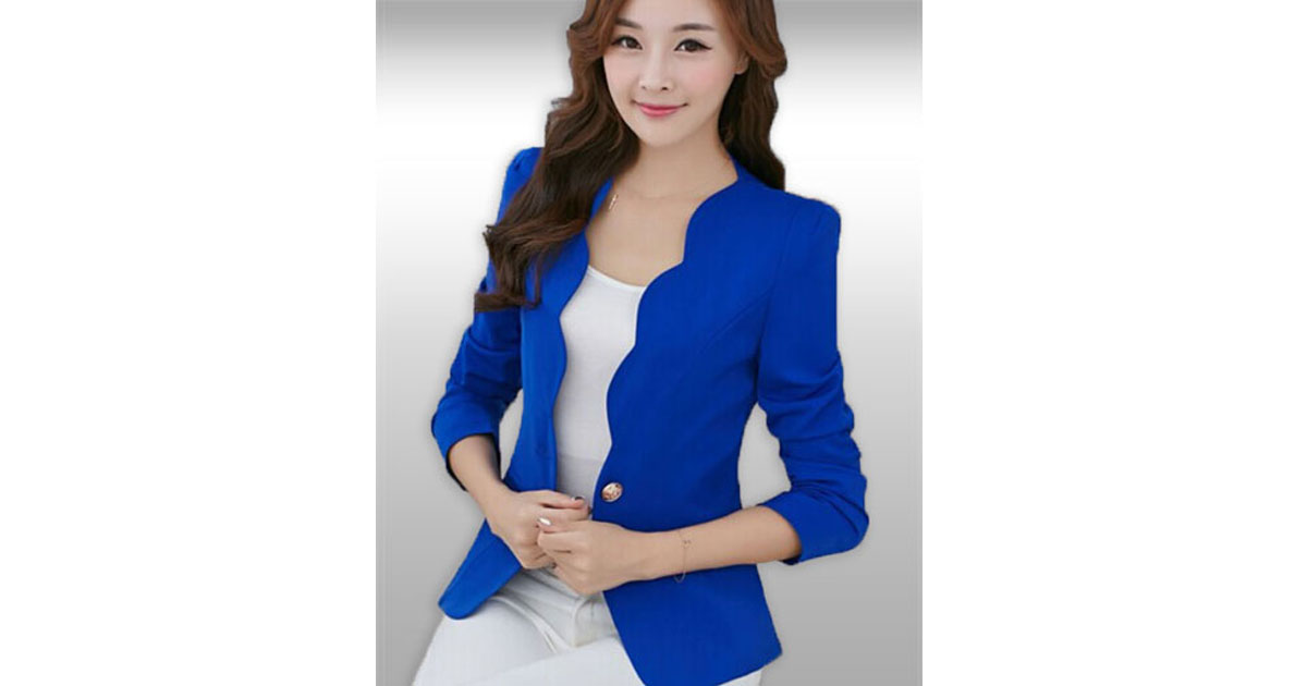 เสื้อสูทผู้หญิงแฟชั่นปกหยักแบบเรียบหรู มี5ไซส รหัส2408 BLUE