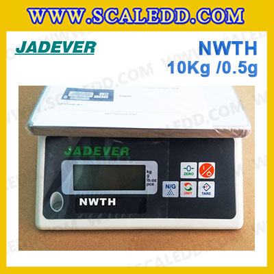 เครื่องชั่งน้ำหนักดิจิตอล พิกัดน้ำหนัก 10kg ยี่ห้อ JADEVER รุ่น NWTH ความละเอียด 0.5g (มีใบผ่านตรวจรับรองจากสำนักชั่งตวงวัด)