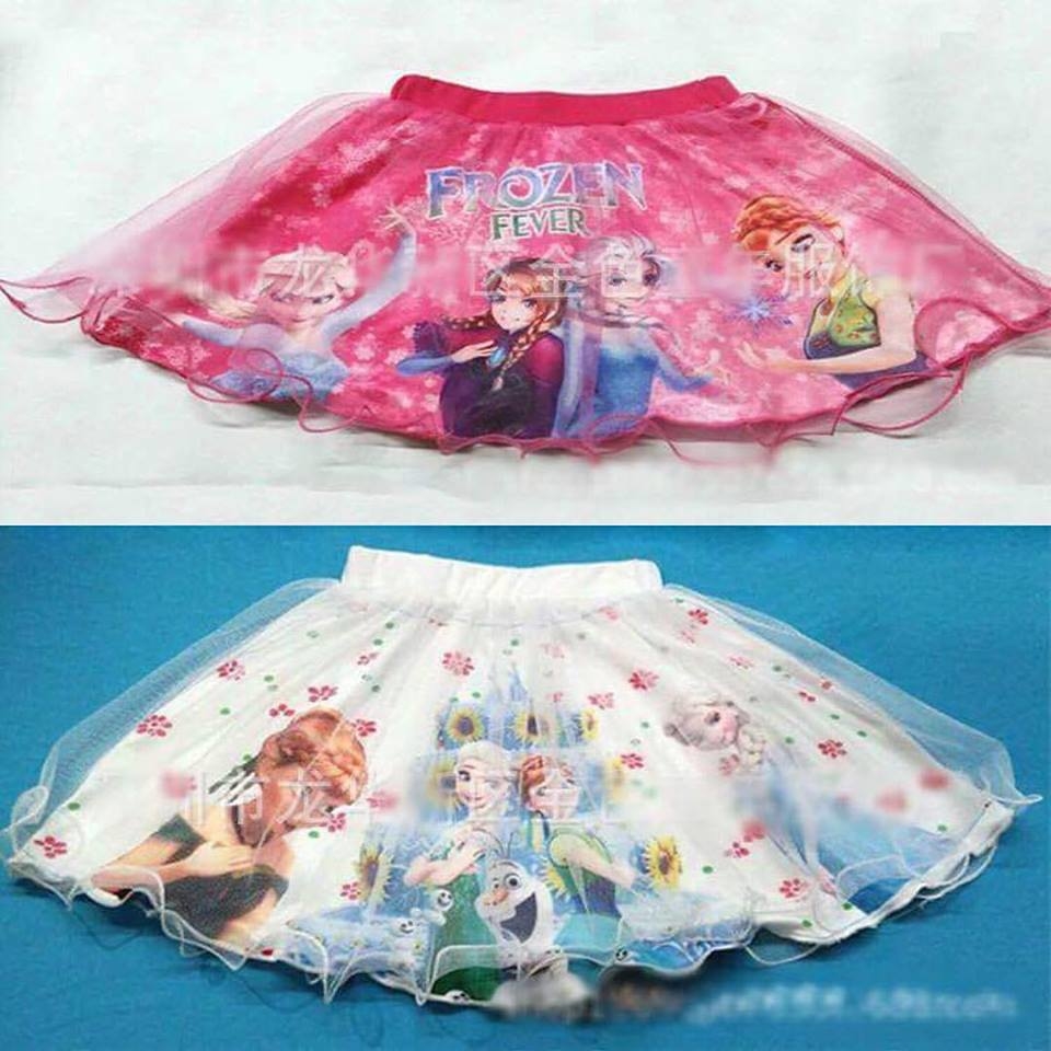 กระโปรง ลายโฟเซ่น สีชมพู,สีขาว