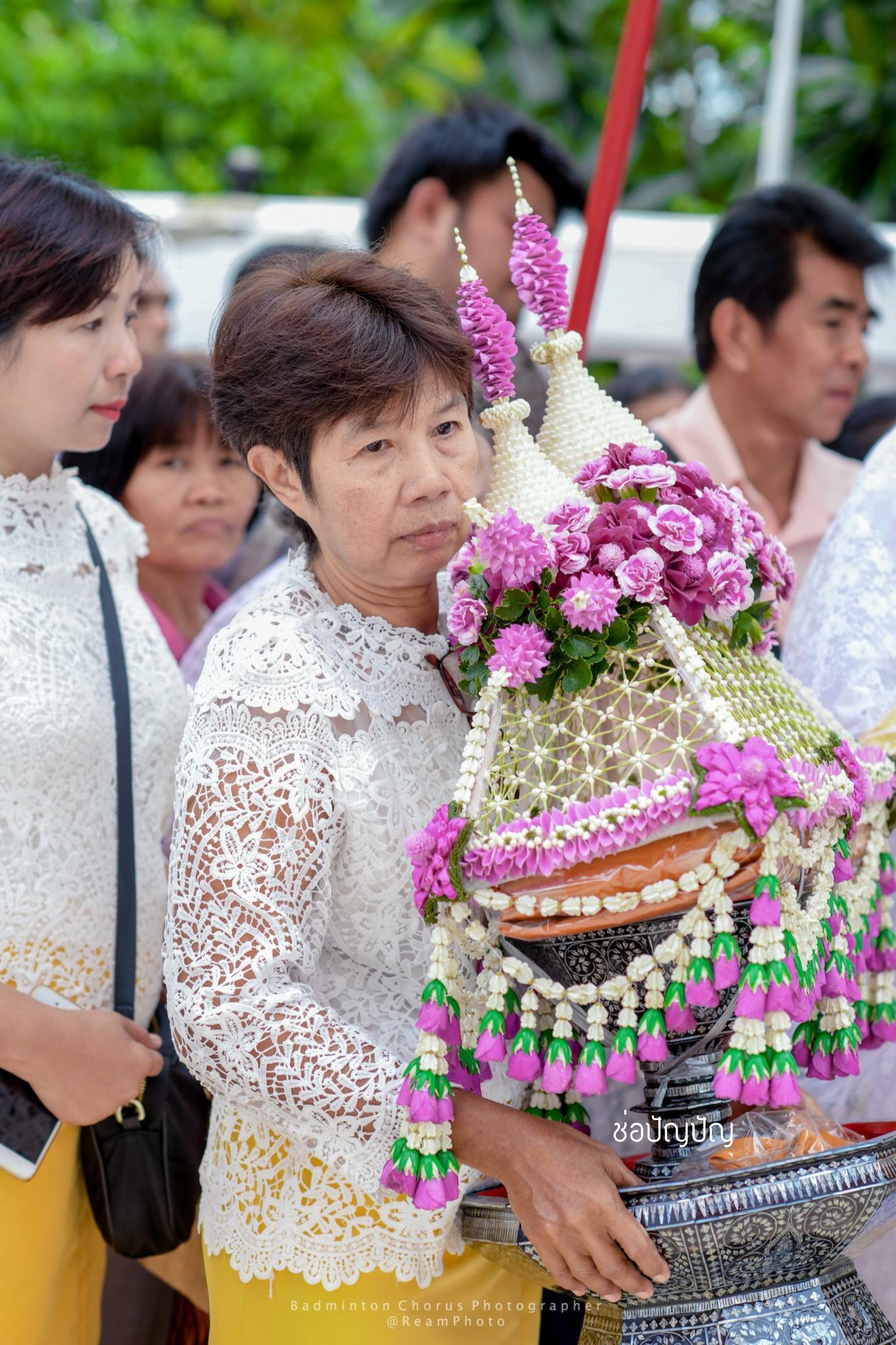 ชุดเครื่องบวชดอกไม้สด ชุดD3 ส่งงานวัดสง่างาม อ.บางไทร .อยุธยา