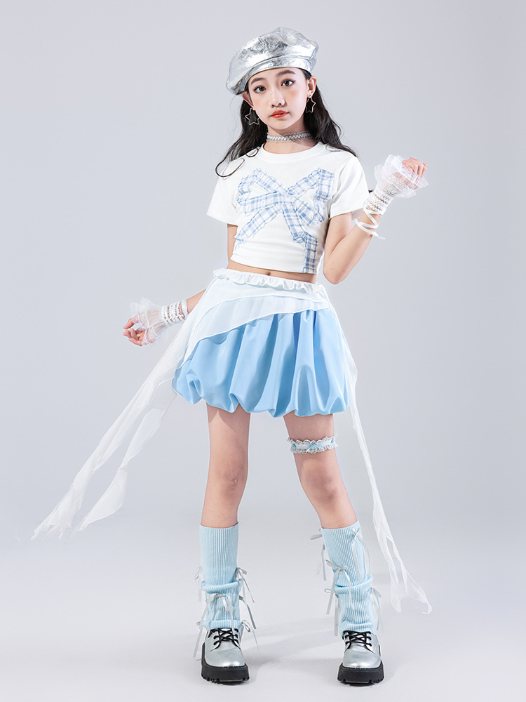 พร้อมส่ง ชุดเต้น เซ็ตฟ้าเสื้อ+กระโปรง/กางเกง**เปิดจอง