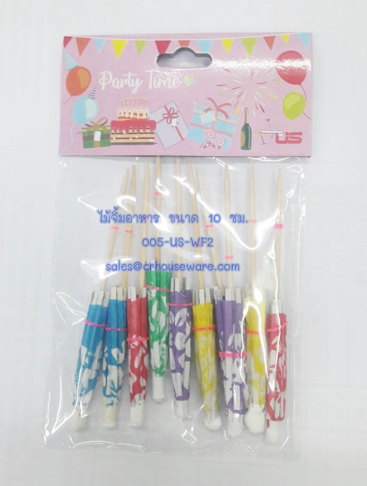ไม้จิ้มอาหาร ขนาด 10 ซม. คละสี Code ; 005-US-WF2